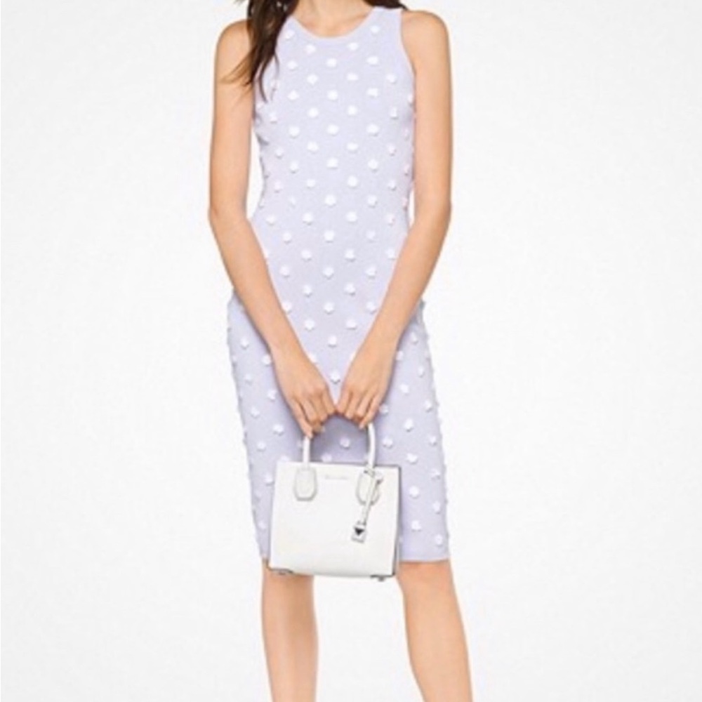 Michael Kors Bodycon Lavender Sleeveless Dress with White Floral Accents - Picture 4 of 5